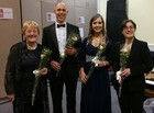 Conductor Marion Doherty, Bass-Baritone David Robertson, Mezzo Sarah Richmond and Organist Emma Gibbons pictured after Durufle's Requiem with Saint George's Singers Belfast